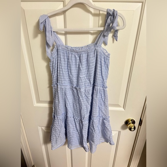 Altar’d State Blue Frilly Tie Straps Lined Mini Dress Small - Picture 1 of 5